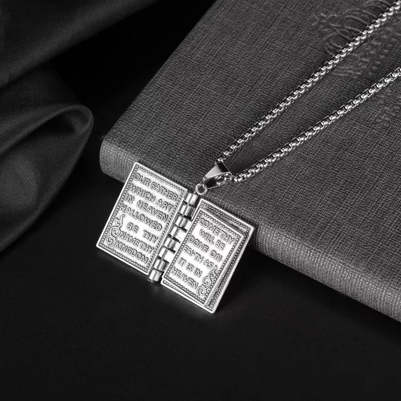 Statement Gothic Stainless Steel The Bible Pendant Necklace - immagine 2