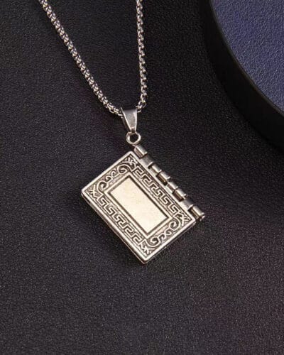 Statement Gothic Stainless Steel The Bible Pendant Necklace 5