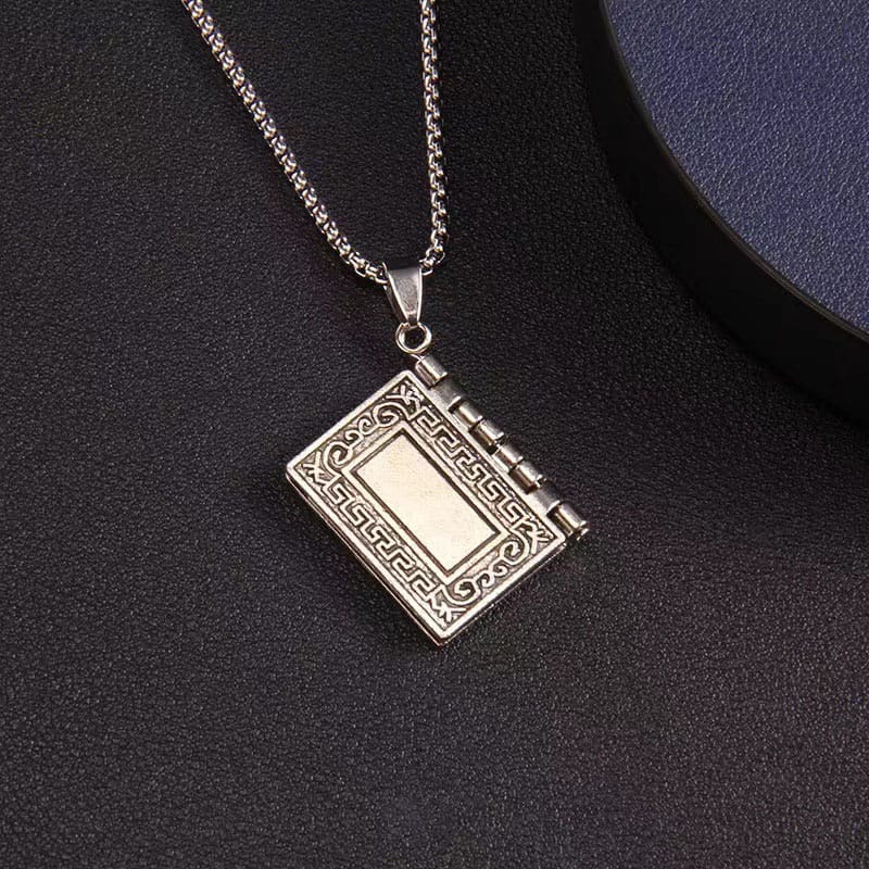Statement Gothic Stainless Steel The Bible Pendant Necklace - immagine 3