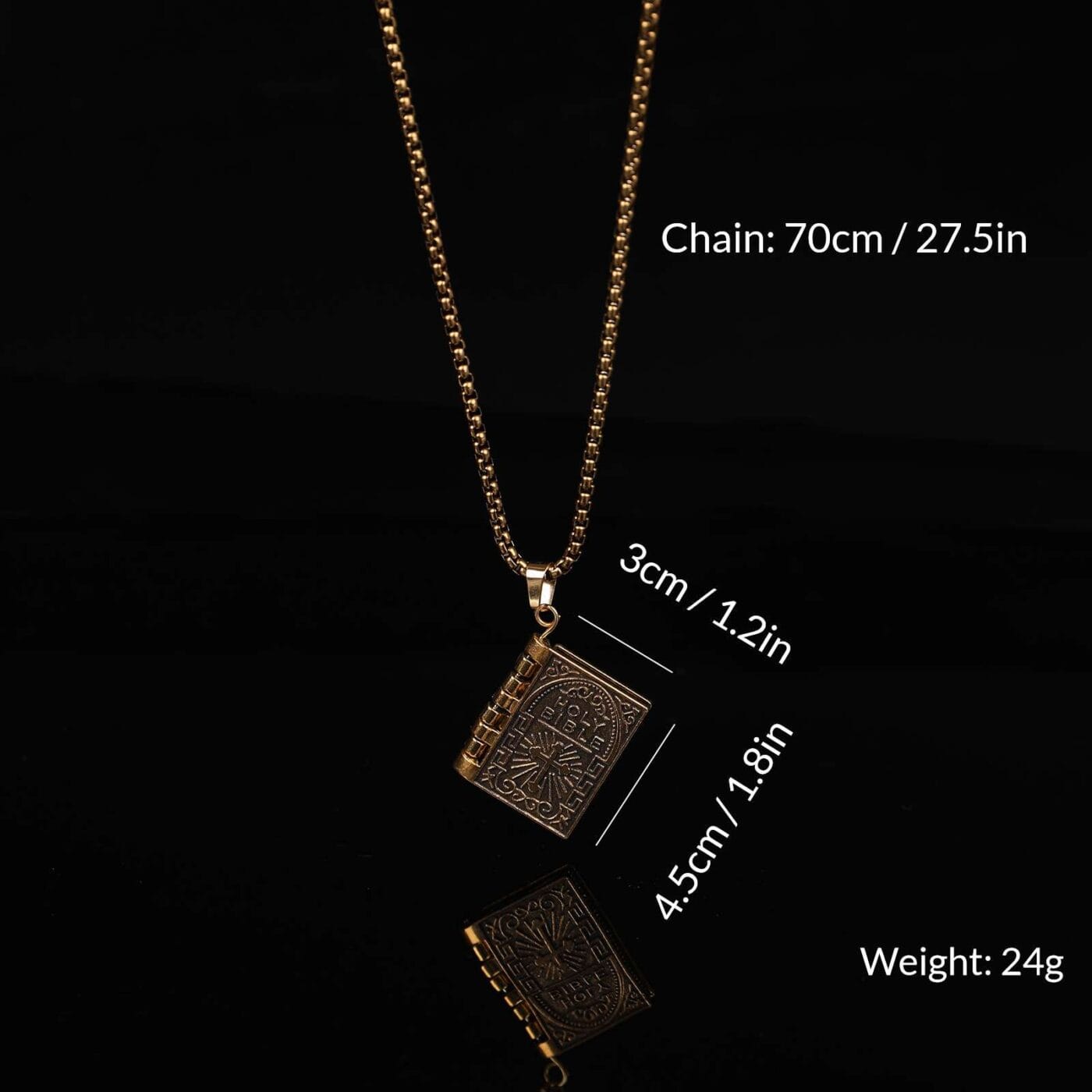 Statement Gothic Stainless Steel The Bible Pendant Necklace 6