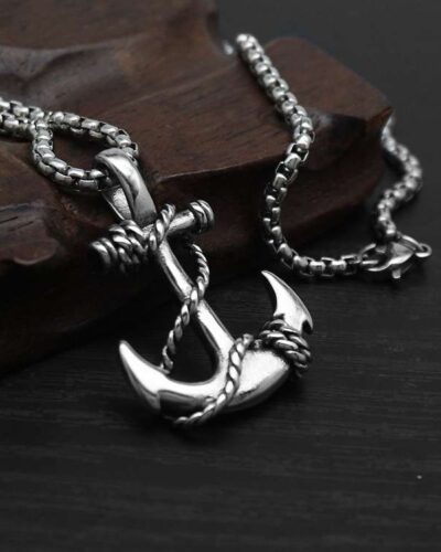 Alternativní pohled na Statement Stainless Steel Anchor Pendant Necklace for Men