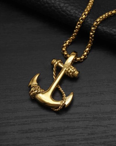 Statement Stainless Steel Anchor Pendant Necklace for Men 5