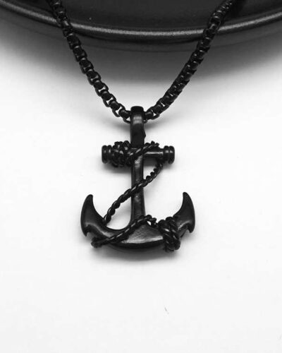 Statement Stainless Steel Anchor Pendant Necklace for Men 6