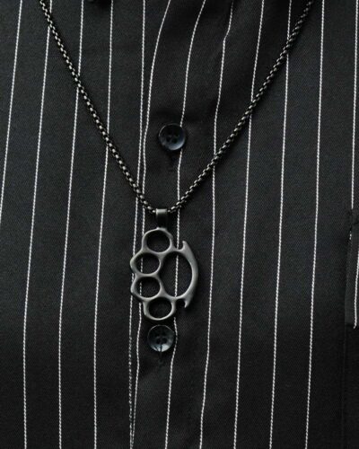 Statement Stainless Steel Knuckle Duster Pendant Mens Necklace 3