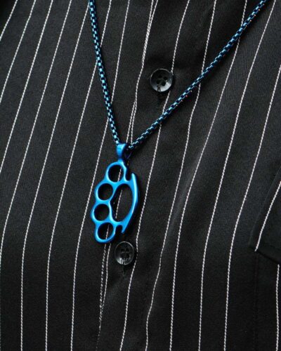 Statement Stainless Steel Knuckle Duster Pendant Mens Necklace 4