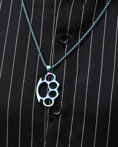 Statement Stainless Steel Knuckle Duster Pendant Mens Necklace 6