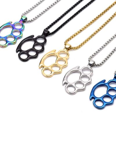 Alternativní pohled na Statement Stainless Steel Knuckle Duster Pendant Men's Necklace