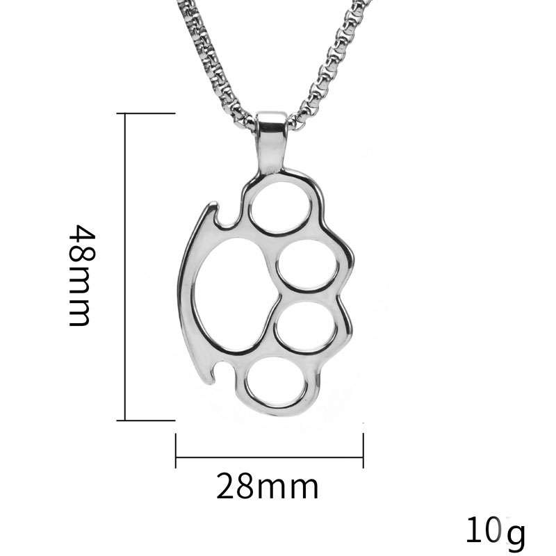 Statement Stainless Steel Knuckle Duster Pendant Mens Necklace 8