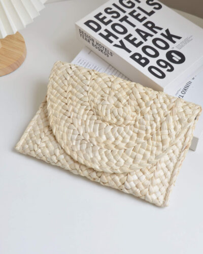 Woven Straw Clutch Bag Beach Wallet Handbags In Bulk