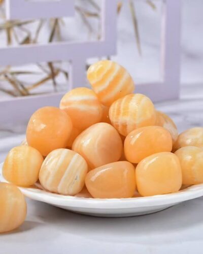 Stripe Yellow Calcite Tumbled Rocks Wholesale