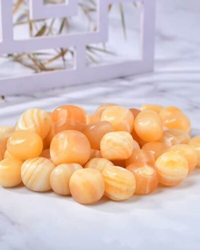 Stripe Yellow Calcite Tumbled Rocks Wholesale