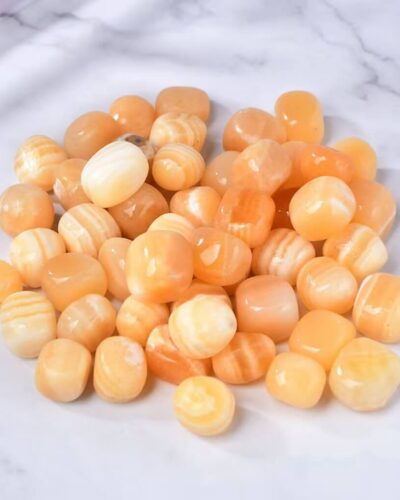 Stripe Yellow Calcite Tumbled Rocks Wholesale