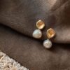 Stylish Gold Baroque Freshwater Pearl Earrings Drop