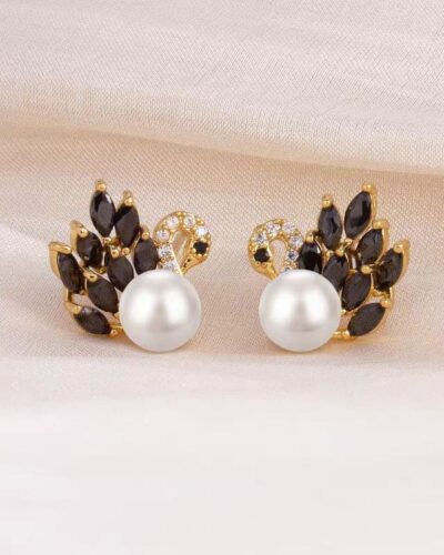 Swan Diamond and Pearl Earrings S925 Sterling Silver
