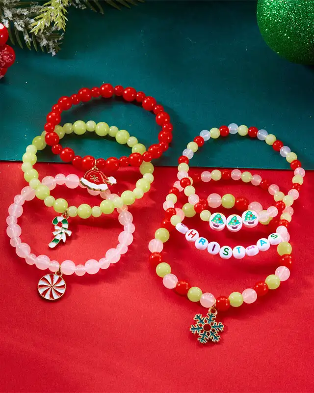 Sweet Clay Crystal Christmas Beaded Bracelets for Women - Image 5