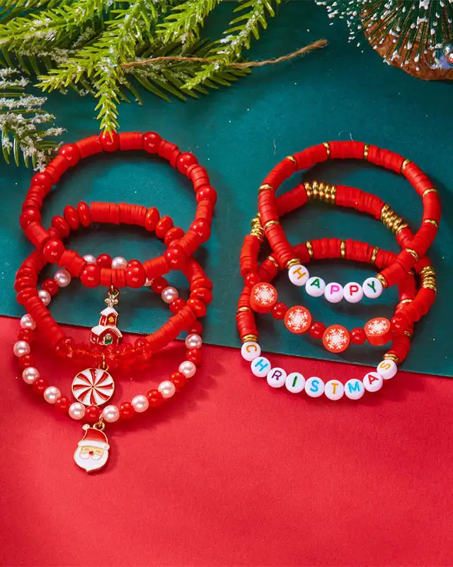 Sweet Clay Crystal Christmas Beaded Bracelets for Women - Image 8