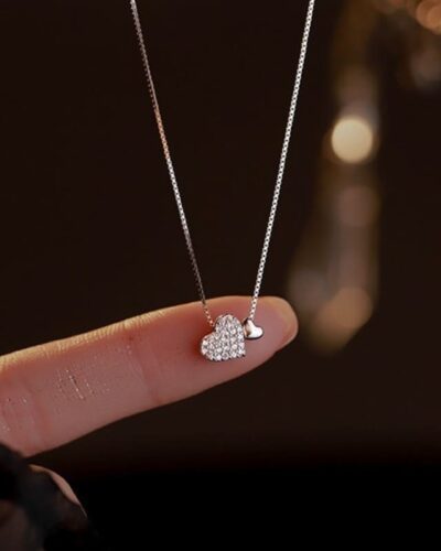 Sweet Double Heart Necklace Stainless Steel Daily Wear