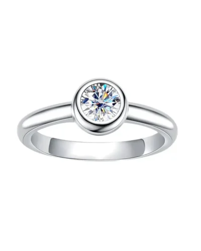 Sweet S925 Sterling Silver Womens bezel moissanite ring