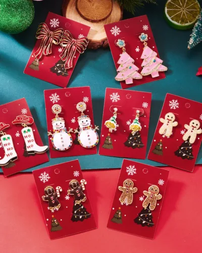 Sweet Snowflake Bell Candy Ladies Christmas Earrings