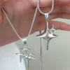 Sweet Y2K Stainless Steel Silver Star Pendant Necklace