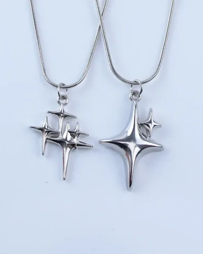 Alternativní pohled na Sweet Y2K Stainless Steel Silver Star Pendant Necklace