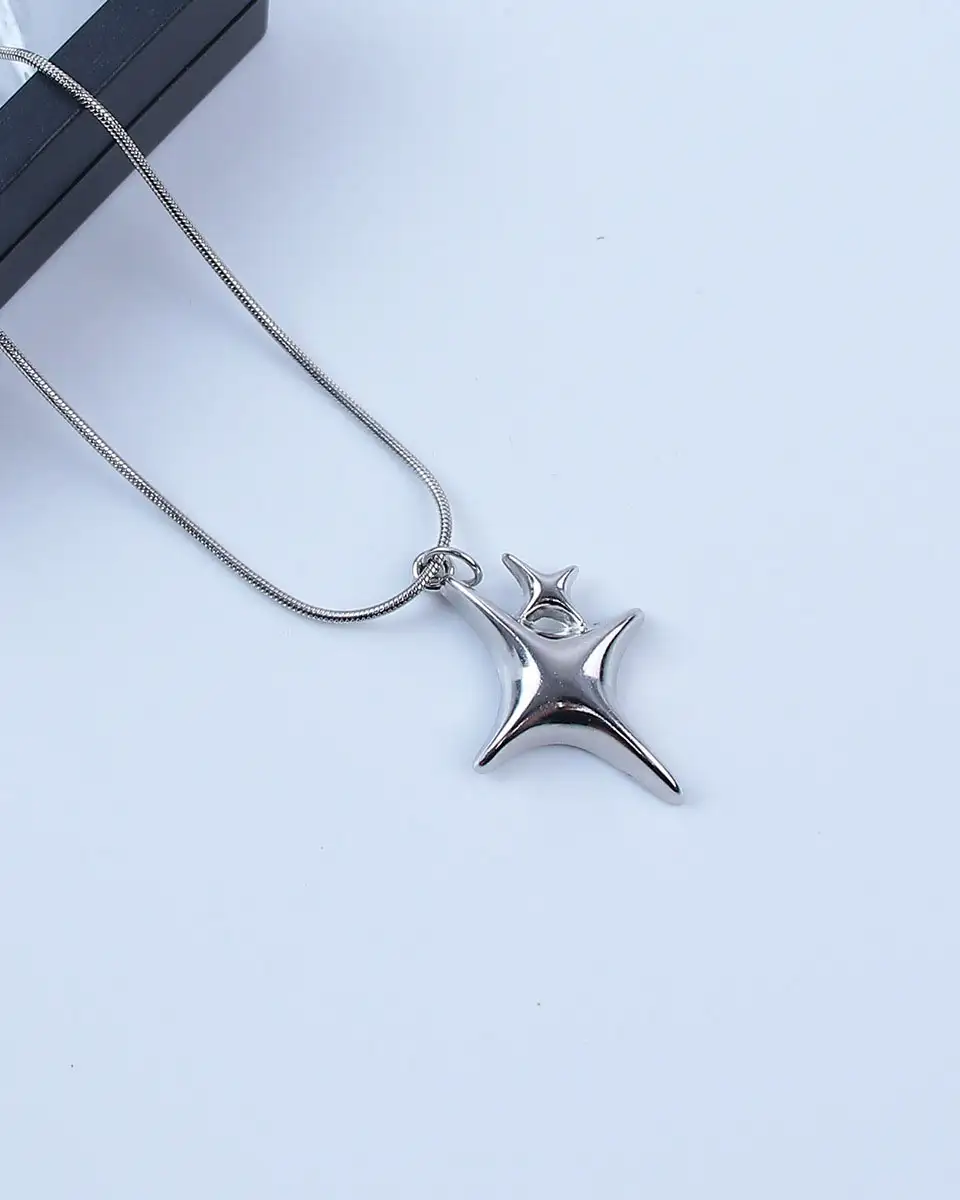 Sweet Y2K Stainless Steel Silver Star Pendant Necklace