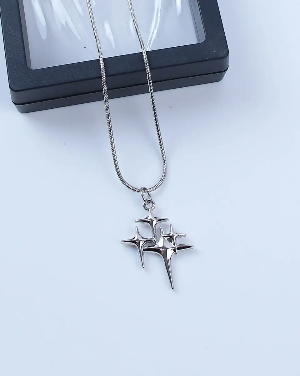 Sweet Y2K Stainless Steel Silver Star Pendant Necklace