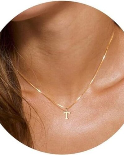 A-Z Long Gold Name Necklace Pendant Women Men