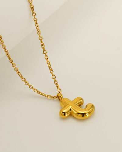 Minimalist 3D Solid A-Z Letter Gold Plated Necklace