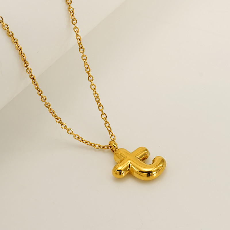 Minimalist 3D Solid A-Z Letter Gold Plated Necklace
