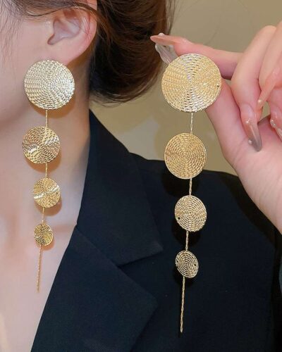 Tassel Earrings with Circle Disc Drop Wholesale