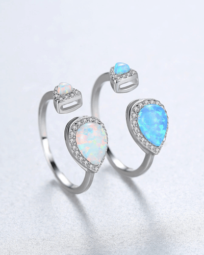Teardrop Opal October Birthstone Rings Jewelry for Anniversary