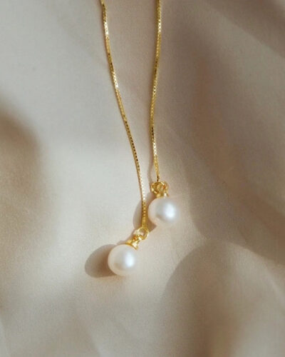 Thin Single Pearl Threader Earrings Gold & Silver