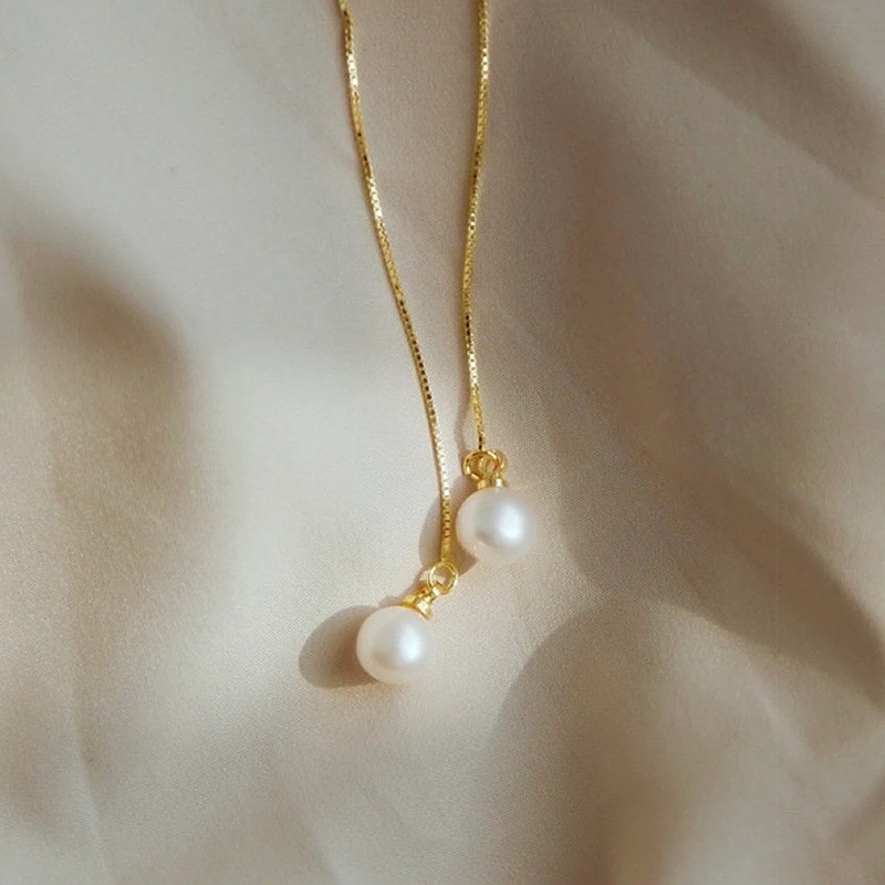 Thin Single Pearl Threader Earrings Gold & Silver