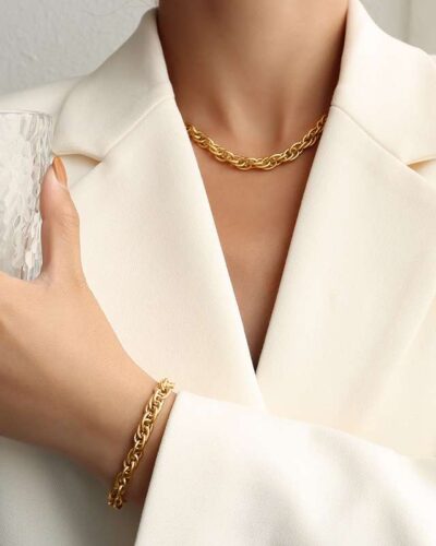 Three Interlocking Stainless Steel Choker Necklace