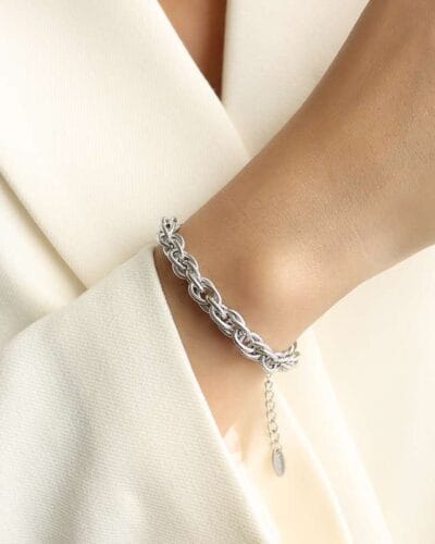 Three Interlocking Stainless Steel Choker Necklace 4