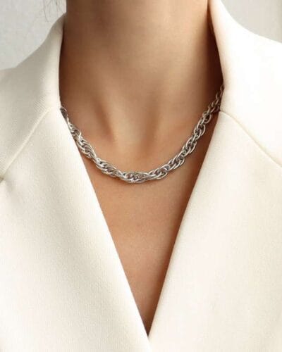 Three Interlocking Stainless Steel Choker Necklace 6