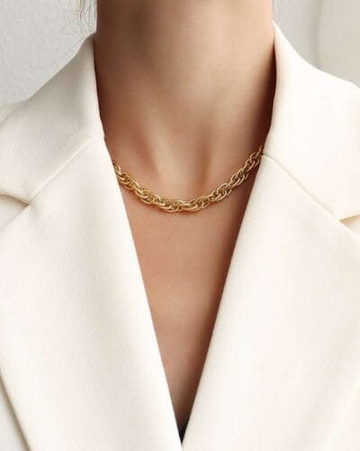 Three Interlocking Stainless Steel Choker Necklace