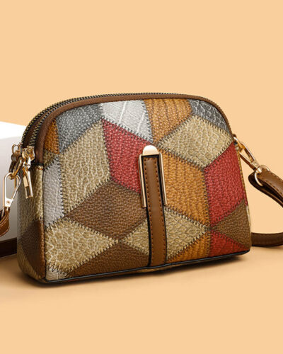 Alternative view of Tiny Leather Colorblock Patchwork Crossbody Bag​ For Daily