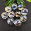 Transparent Clear Quartz Sphere with Rainbow Aura
