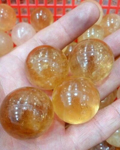 Transparent Yellow Calcite Premium Quartz Crystal Ball
