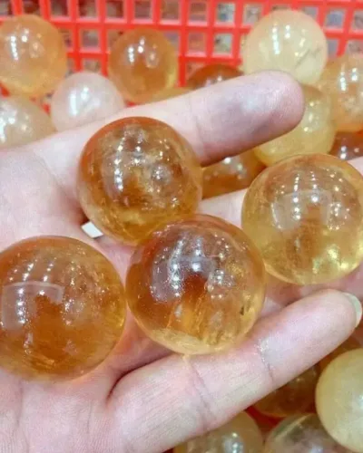 Transparent Yellow Calcite Premium Quartz Crystal Ball