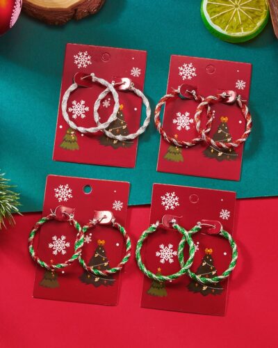Trendy Candy Cane Hoop Earrings for Xmas Holidays