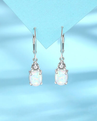 Opal Oval Dangle Earrings S925 Engagement Birthstone Jewelry Gifts