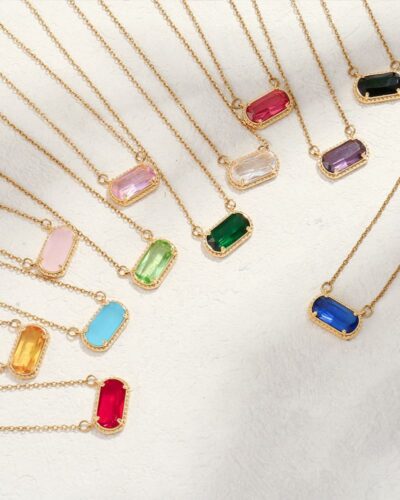Trendy Women Geometric Zircon Birthstone Necklace Wholesale