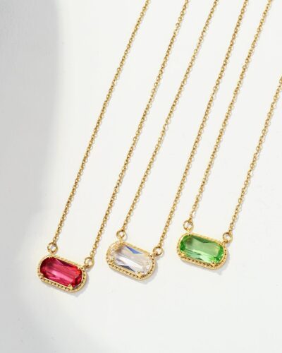 Trendy Women Geometric Zircon Birthstone Necklace Wholesale
