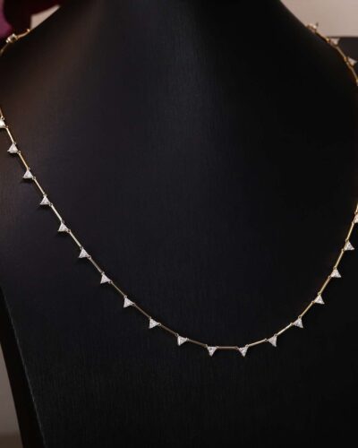 Triangular Cut Moissanite Necklace with 18K Gold