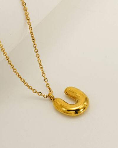 Minimalist 3D Solid A-Z Letter Gold Plated Necklace