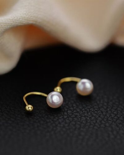 U-Shaped Helix Freshwater Pearl Piercing Stud Earrings