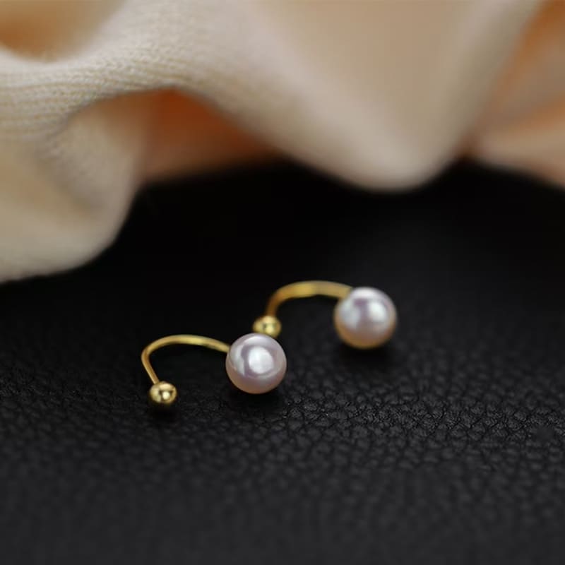 U-Shaped Helix Freshwater Pearl Piercing Stud Earrings